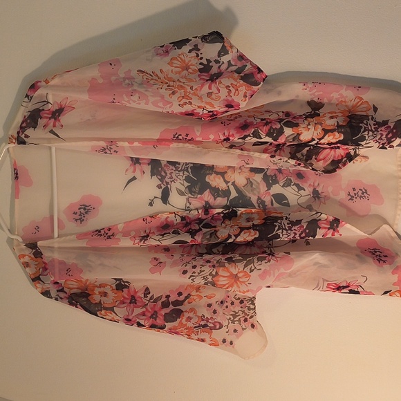 Don't know Tops - Floral Sheer Kimono Cardigan